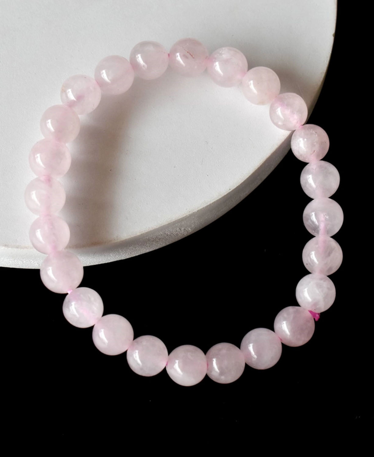 Rose Quartz Gemstone Bracelet - 8mm Pink Stone Bracelet | Mala Bracelet | Boho Crystal Jewelry 1