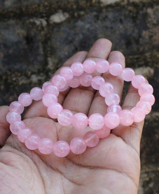 Rose Quartz Gemstone Bracelet - 8mm Pink Stone Bracelet | Mala Bracelet | Boho Crystal Jewelry 2