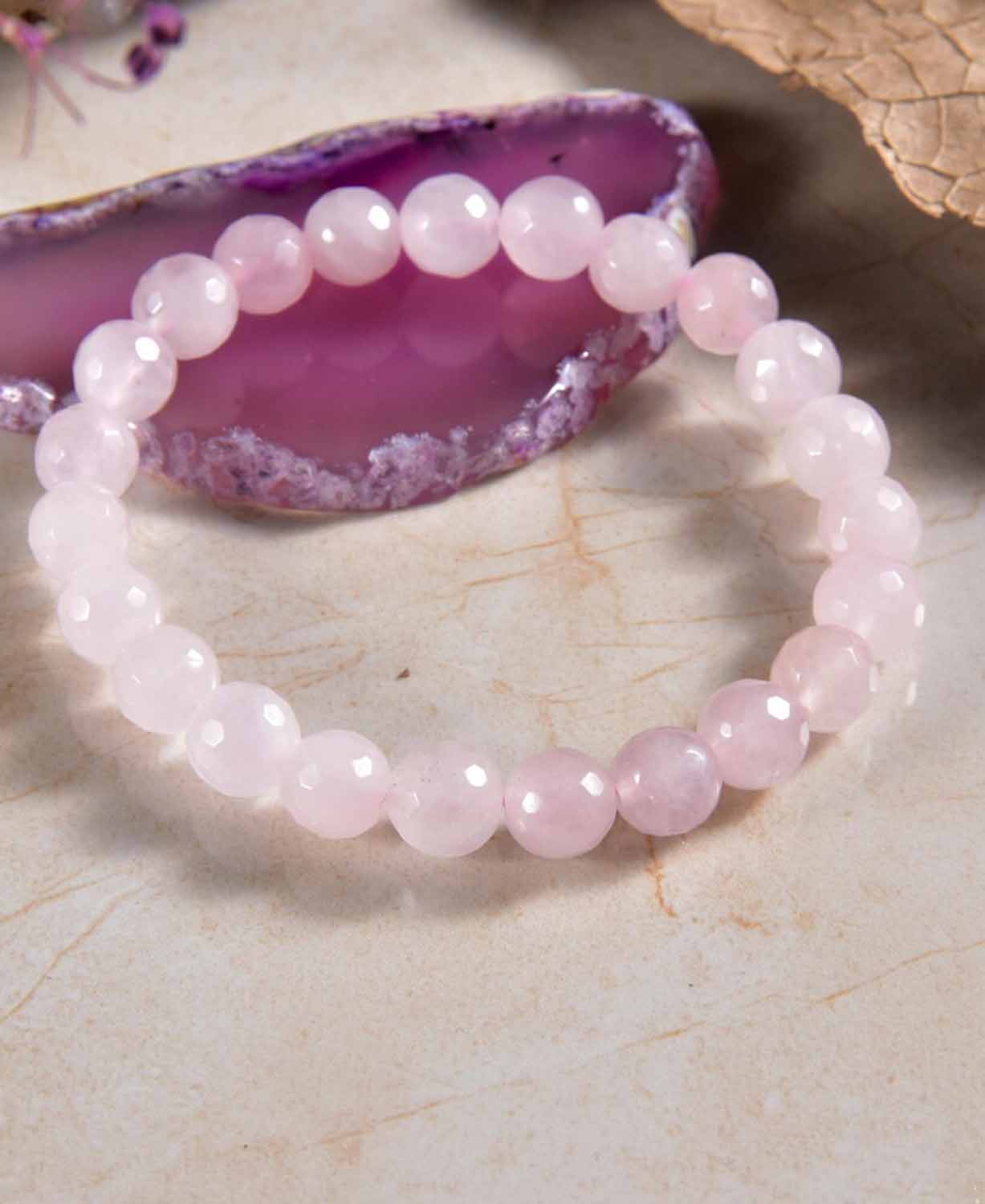 Rose Quartz Gemstone Bracelet - 8mm Pink Stone Bracelet | Mala Bracelet | Boho Crystal Jewelry 3