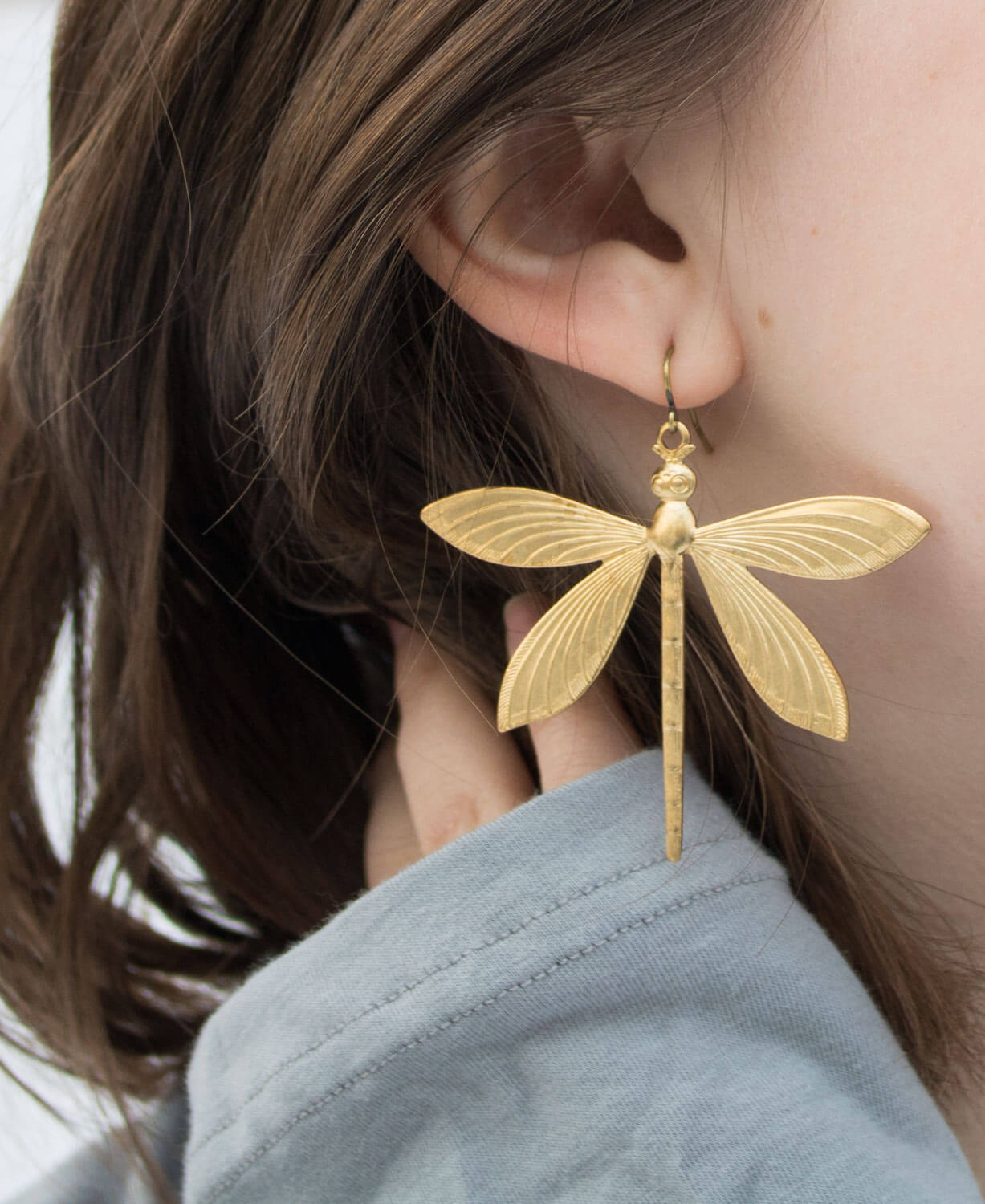 Brass Dragonfly Earrings