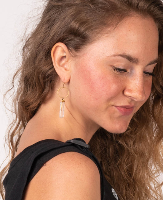 Crystal Quartz Earrings - Raw Quartz Earrings | Crystal Quartz Jewelry | Soul Flower