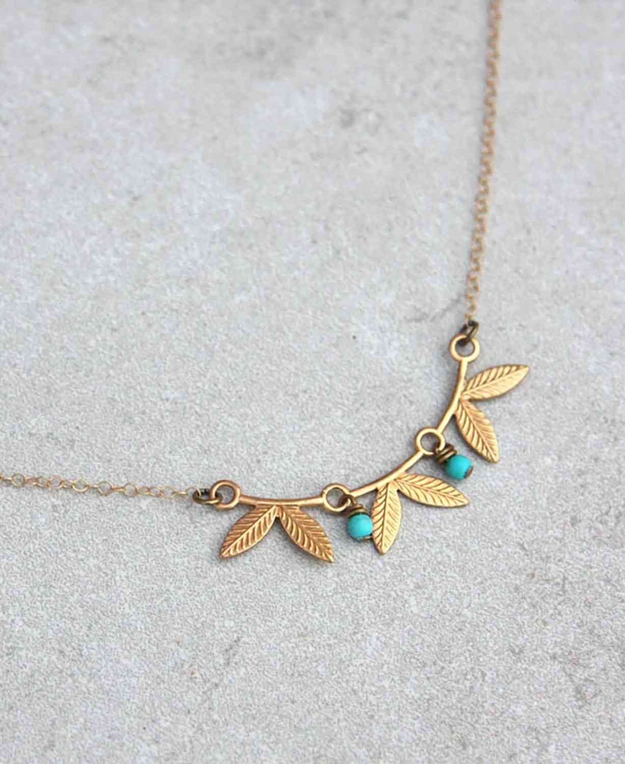 Tiny Brass Leaf Necklace