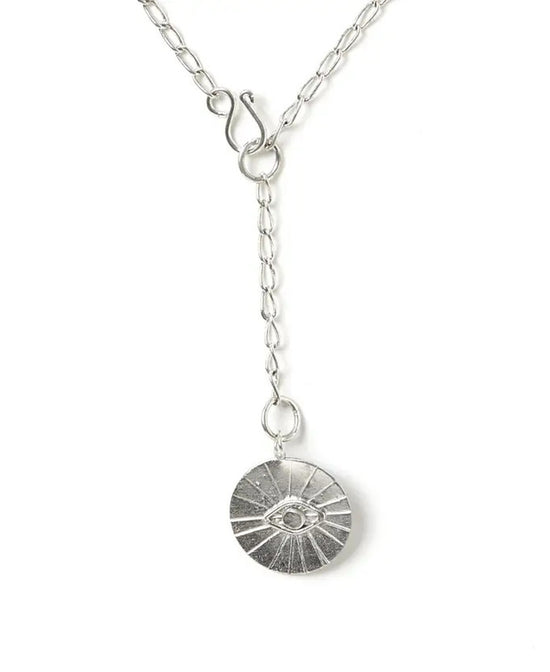 Evil Eye Silver Lariat Necklace - Evil Eye Necklace | Hippie Jewelry | Soul Flower