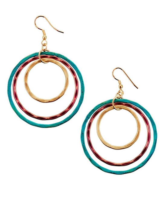 Aurora Desert Layered Hoop Earrings - Hippie Hoop Earrings | Triple Hoops | Soulflower