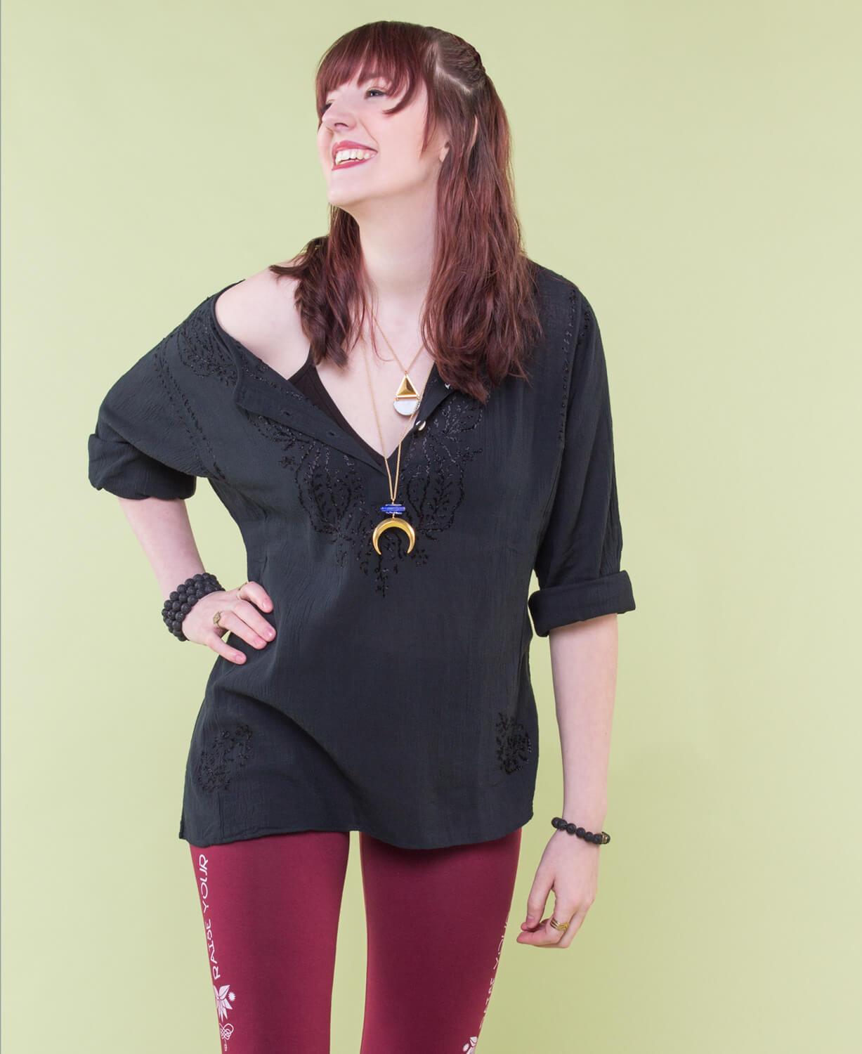 Classic Hippie Gauze Top - Black