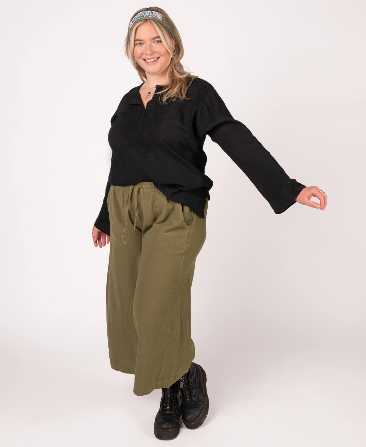 Classic Hippie Gauze Top - Black