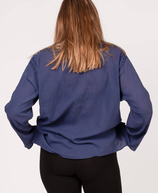 Classic Hippie Gauze Top - Navy - Navy Hippie Gauze Tops | Indian Kurta | Soul Flower
