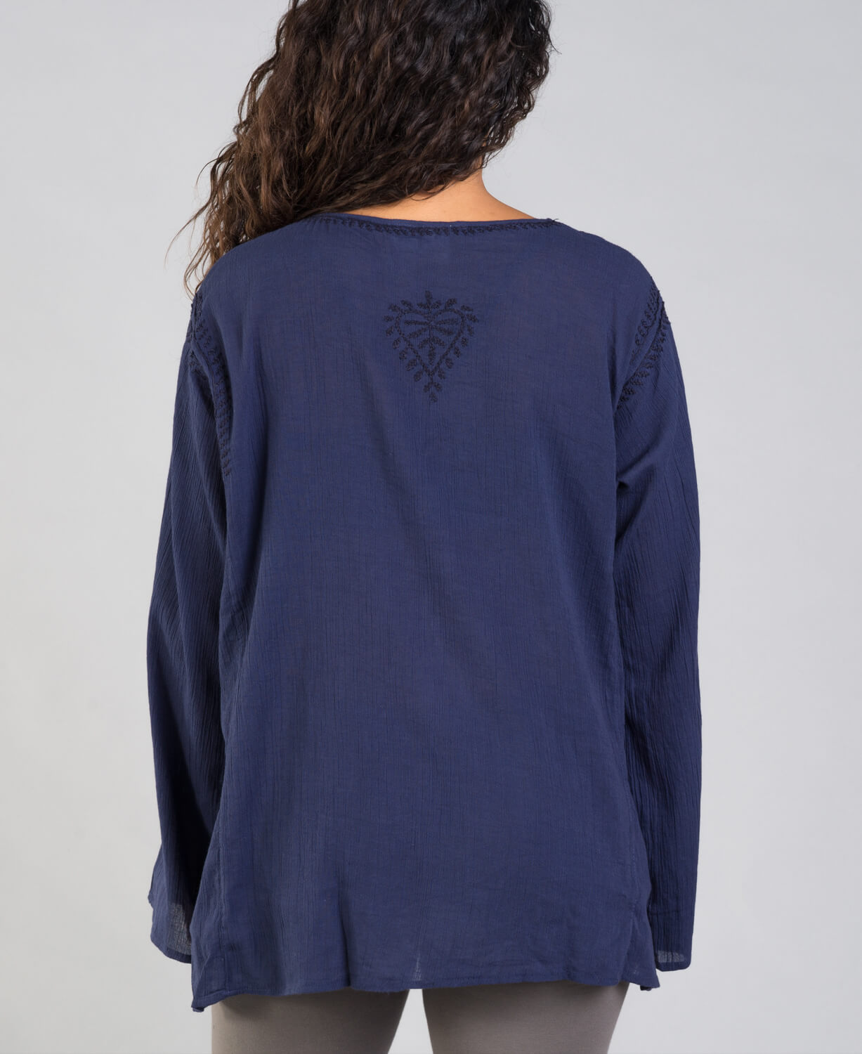 Classic Hippie Gauze Top - Navy