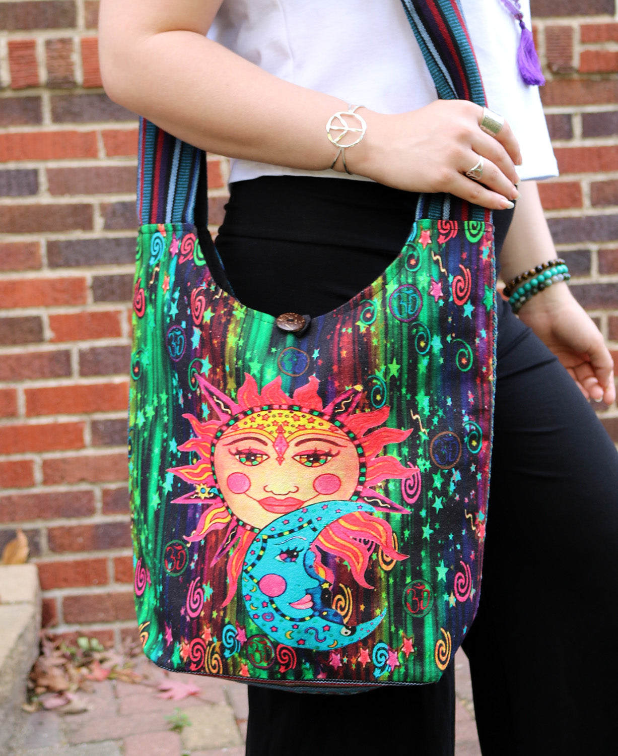 Colorful Sun and Moon Boho Bag - Sun & Moon Boho Bag | Colorful Boho Bag | Soul Flower