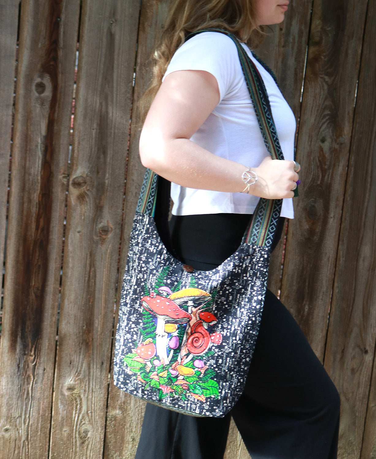 Field of Mushrooms Boho Bag - Mushroom Boho Bag | Psychedelic Hippie Purse | Soul Flower