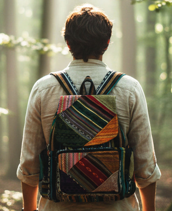 Earthbound Patchwork Backpack - Patchwork Backpack | Boho Cotton Backpack | Soul Flower