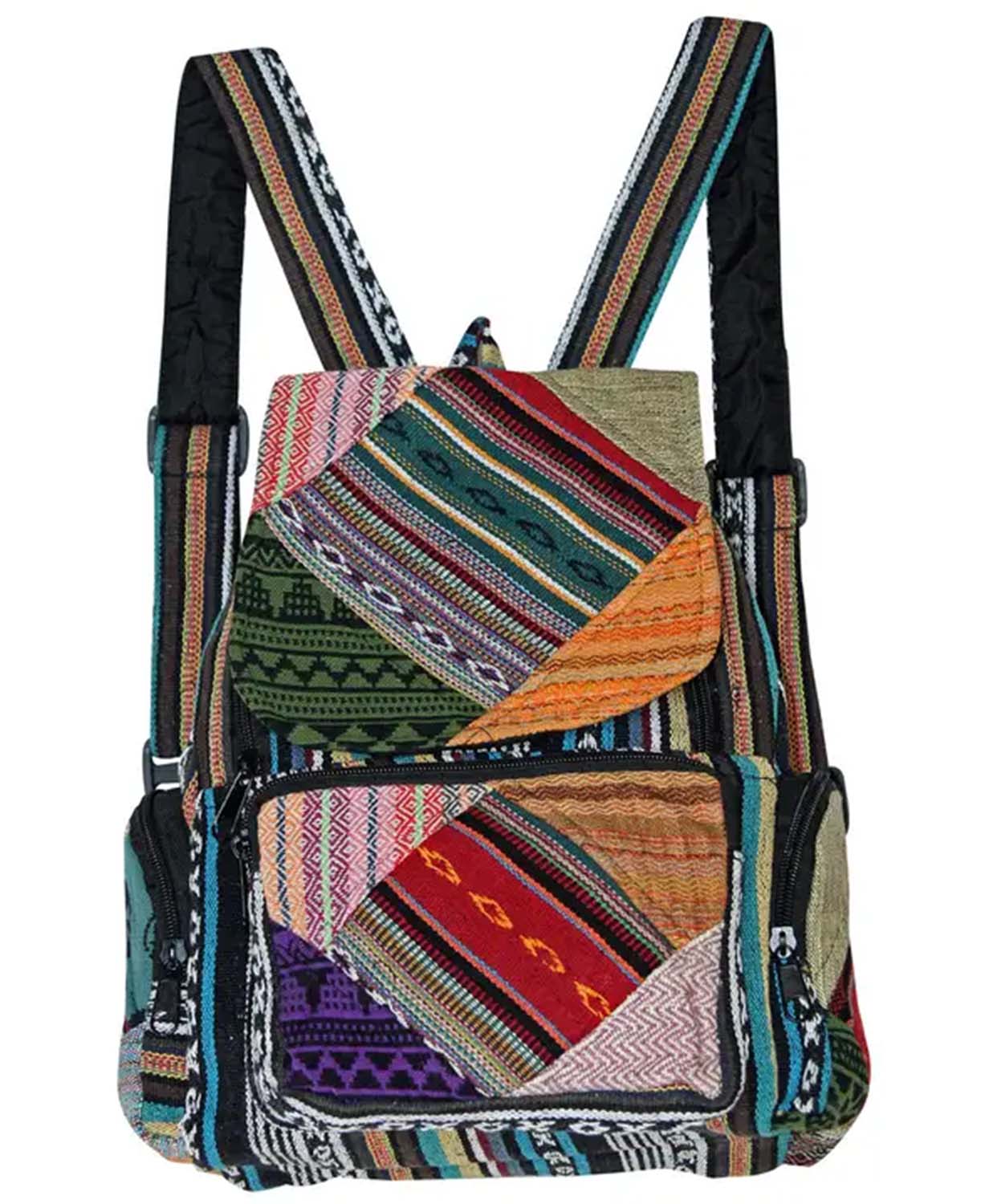 Earthbound Patchwork Backpack - Patchwork Backpack | Boho Cotton Backpack | Soul Flower