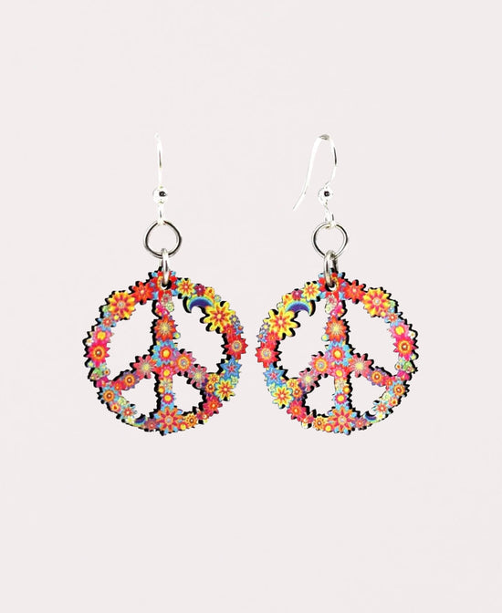 Blooming Peace Hippie Earrings - Blooming Peace Earrings | Peace Symbol Earrings | Soul Flower