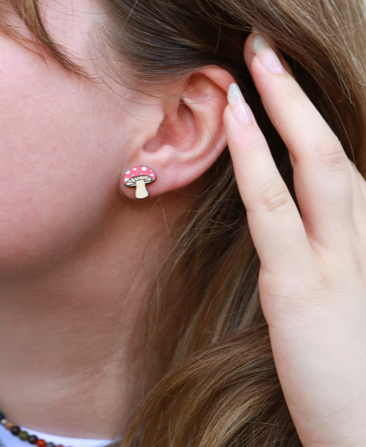 Little Red Mushroom Stud Earrings - Red Mushroom Stud Earrings | Mushroom Studs | Soul Flower