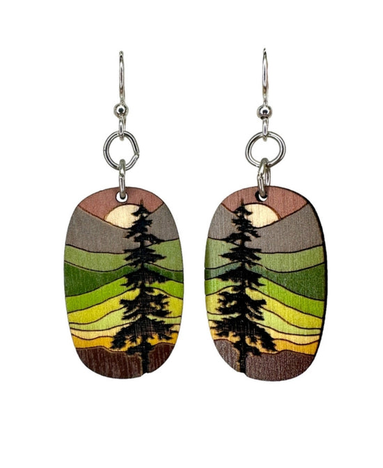 Lone Pine Sunset Earrings - Pine Tree Earrings | Mountain Earrings | Soul Flower