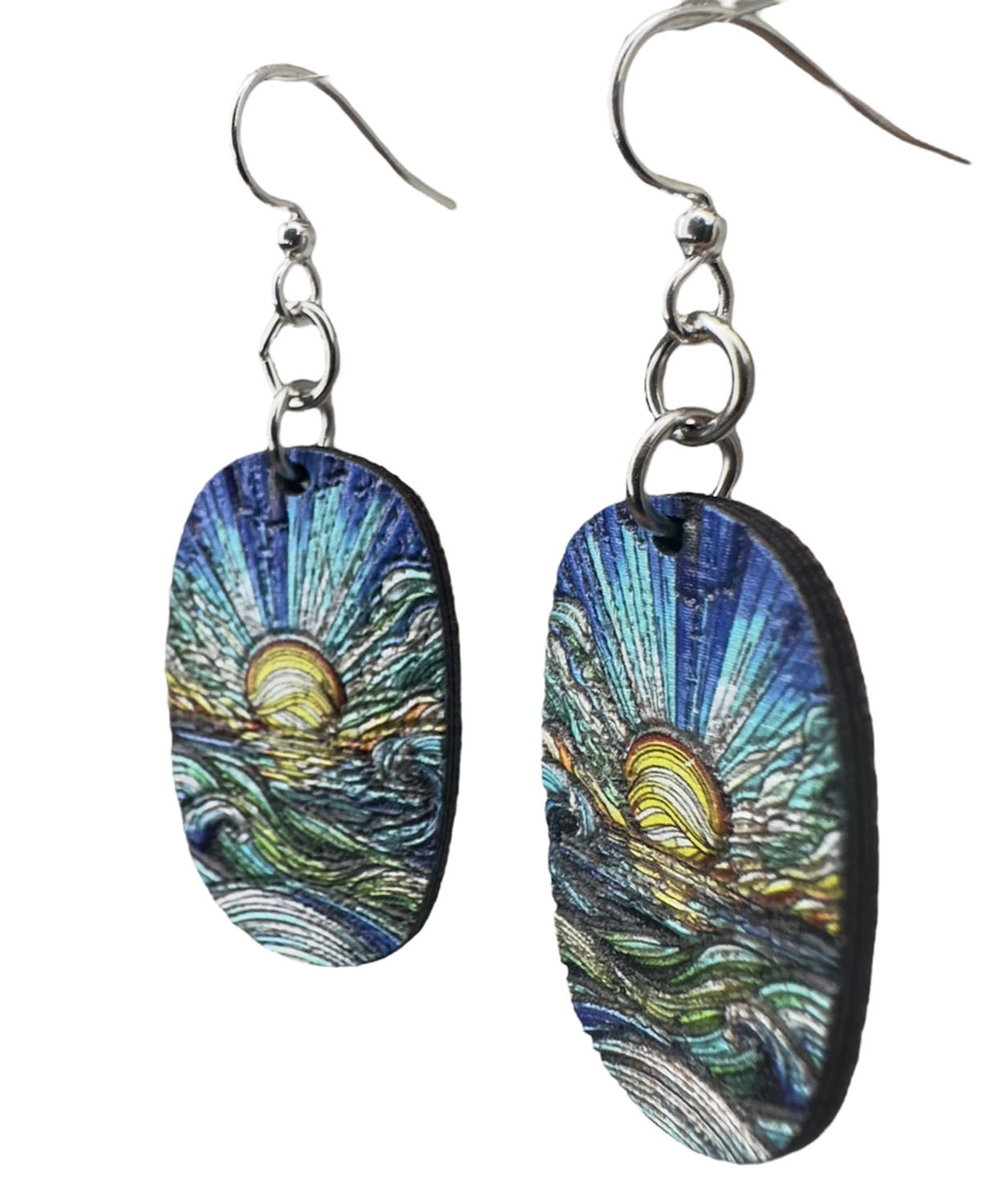 Coastal Sunrise Earrings - Boho Dangle Earrings on a white background