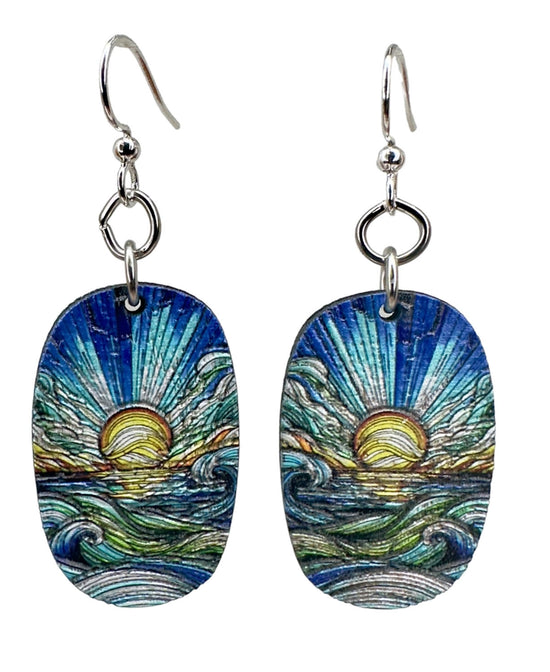 Coastal Sunrise Earrings - Boho Dangle Earrings on a white background