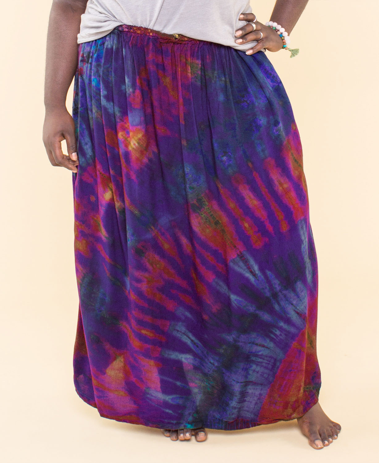 Tie Dye Skirt in Mudmee Tie-Dye - Tie Dye Skirt | Mudmee Tie Dye Skirt for Women | Soul Flower on plus size model