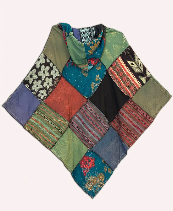 Kindred Patchwork Poncho - Lightweight Poncho | Hippie Poncho | Soul Flower