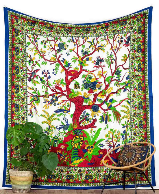 World Tree Tapestry In Blues - Tree Tapestry | Tree of Life Tapestry | Soul Flower