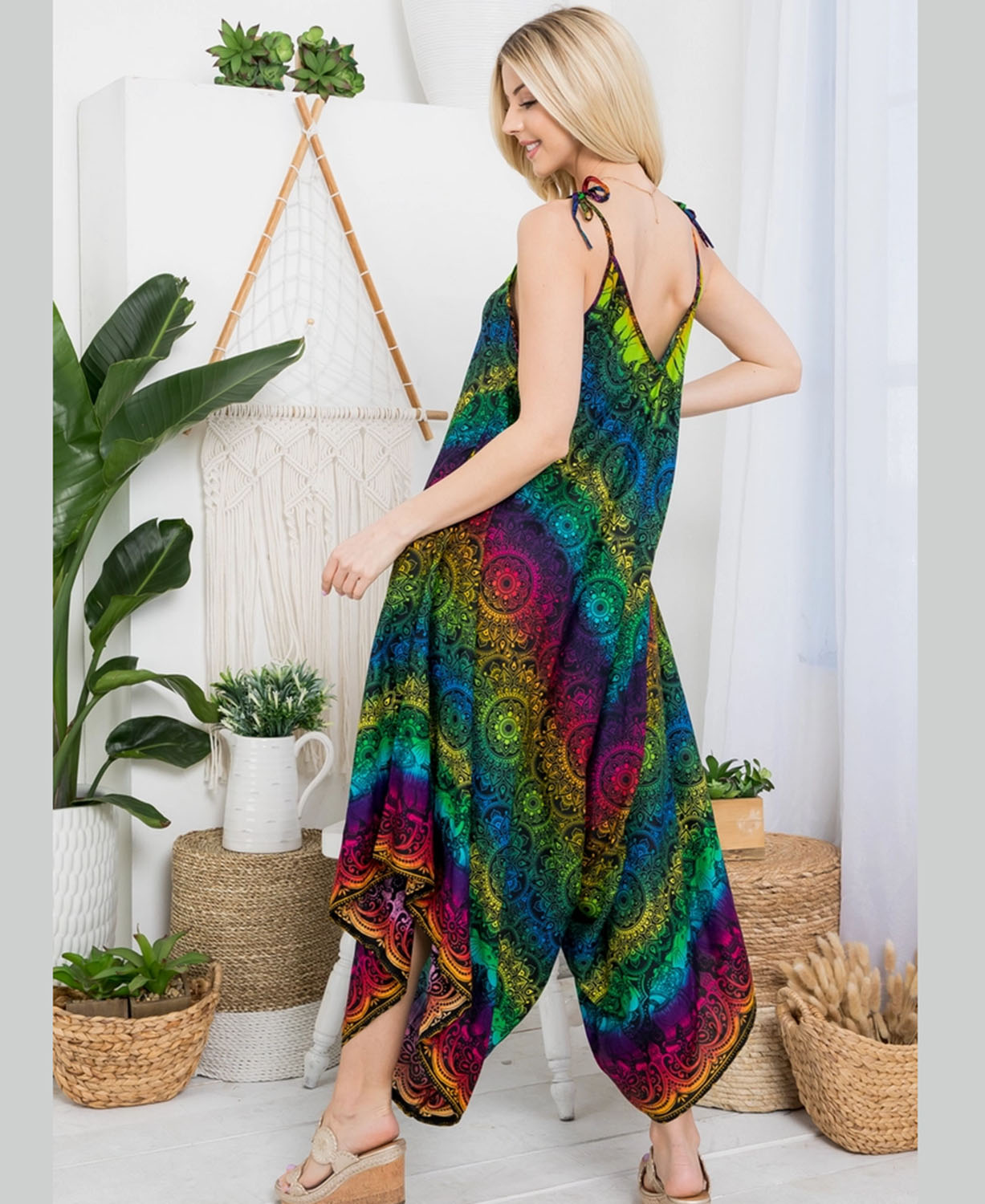 Peacock Mandala Romper - Rainbow Boho Jumpsuit | Hippie Rompers |  Soul Flower