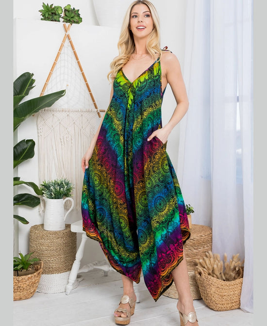 hippie summer dresses Maxi Dress Halter Backless Flowy Teal Blue Rayon Perfect for cruises HIPPIE SUMMER DRESS - Vacation