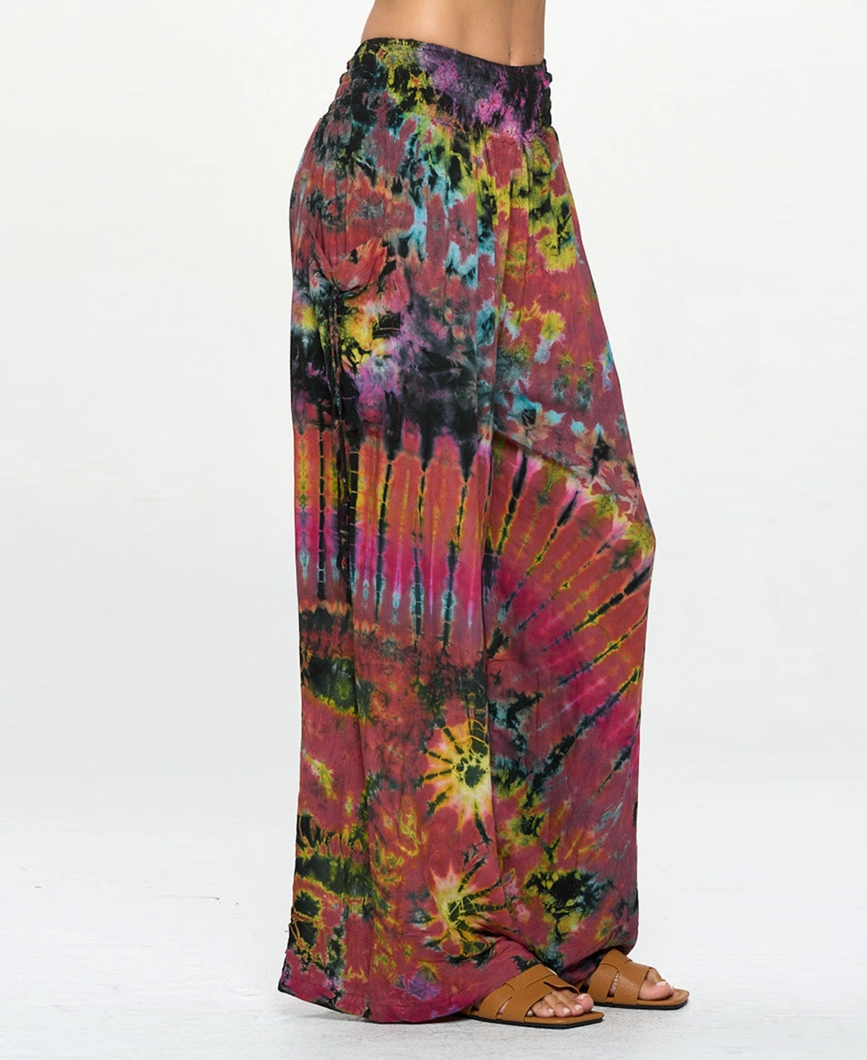 Sundown Mudmee Tie-Dye Pants - Boho Wide Leg Rayon Pants | Women's Tie-Dye Pants | Soul Flower