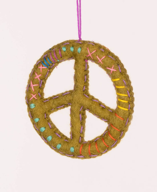 Groovy Peace Sign Felt Hanging Charm - Hippie Peace Sign Ornaments | Peace Symbol Charm | Soul Flower