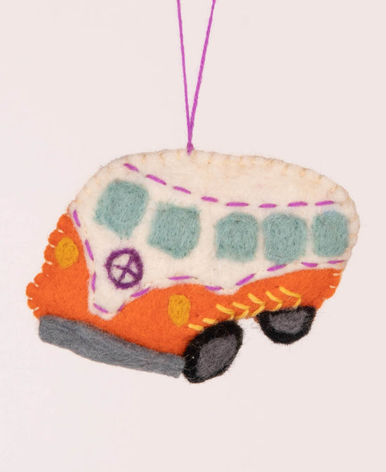 Hippie Bus Felt Hanging Charm - Hippie Bus Charm | Hippie Holiday Ornament | Soul Flower