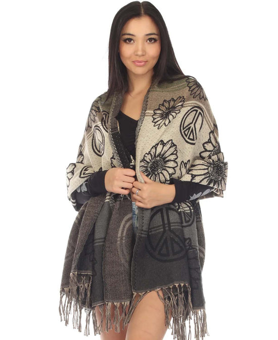 NEW! Sunflower Peace Hippie Shawl