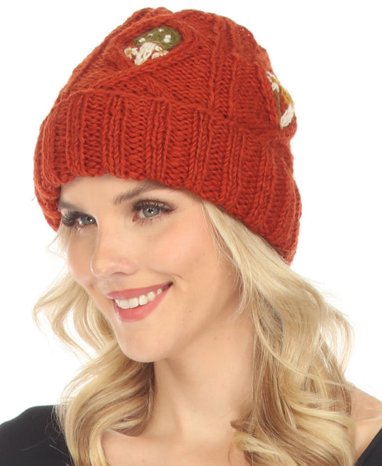 Mushroom Meadow Cableknit Hat - Handmade Wool Beanie | Boho Winter Hat | Soul Flower