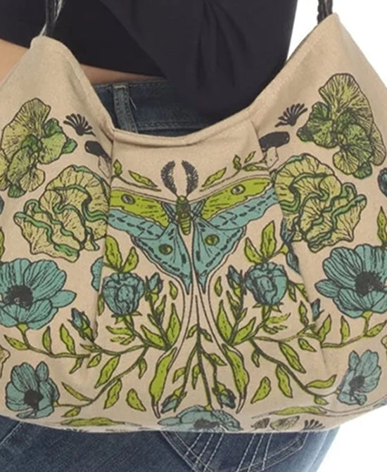 Garden Moth Boho Bag - Luna Moth Shoulder Bag | Hippie Bag | Soul Flower