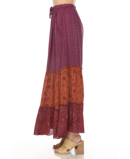 Written in The Stars Tiered Maxi Skirt - Patchwork Tiered Skirt | SoulFlower