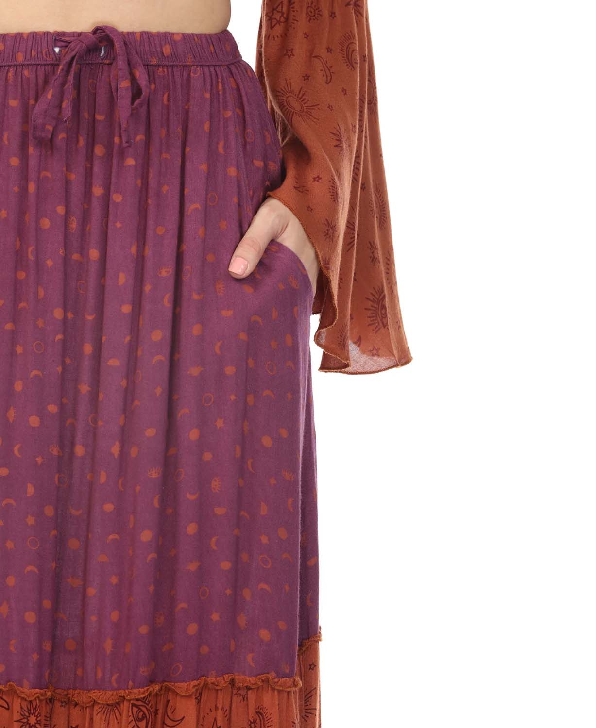 Written in The Stars Tiered Maxi Skirt - Patchwork Tiered Skirt | SoulFlower