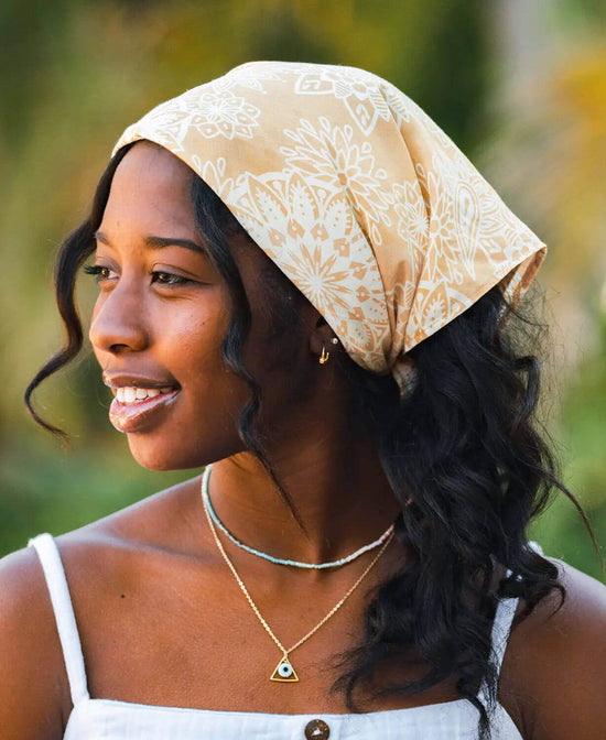 Havana Brown Bandana - Brown Mandala Scarf | Mandala Bandana | Soul Flower