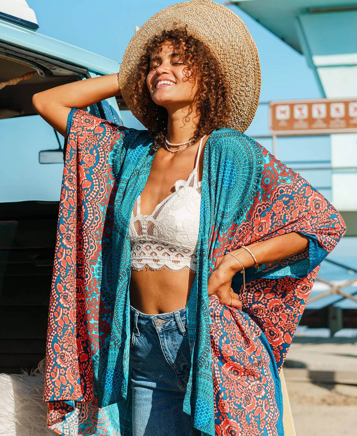 Floral Mandala Hippie Kimono