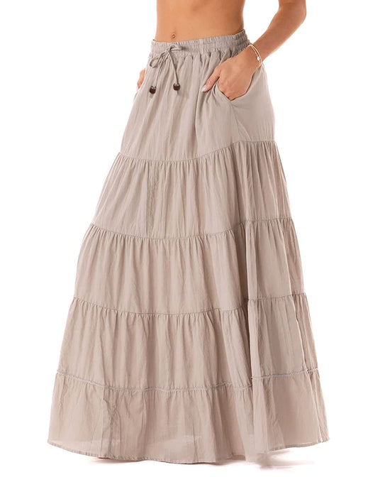 Sacred Sandstone Maxi Skirt - Natural Maxi Skirt | Tiered Hippie Skirt | Soul Flower