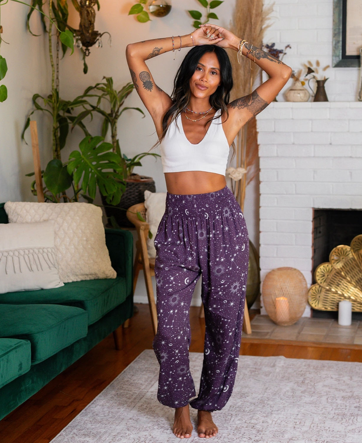 Celestial Harem Pants | Moon & Stars Hippie Pants | Soul Flower