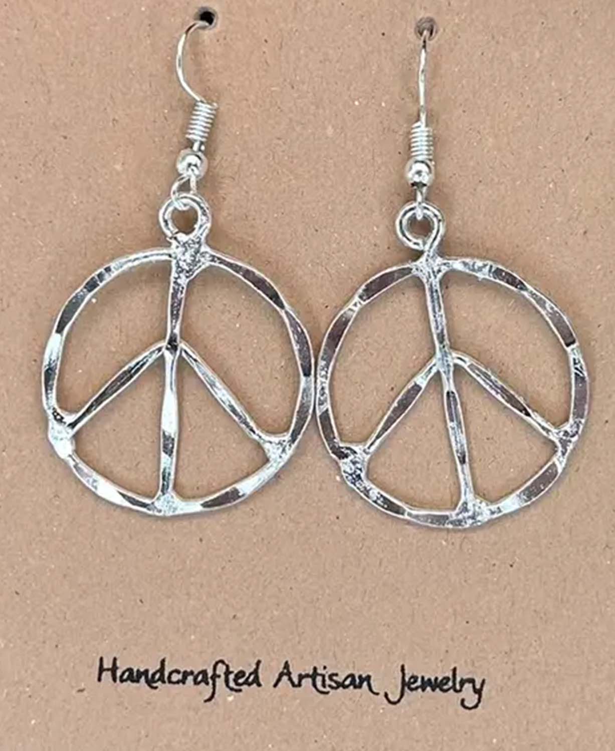 World Peace Earrings in Silver - Peace Earrings | Silver Peace Sign Earrings | Soul Flower 1