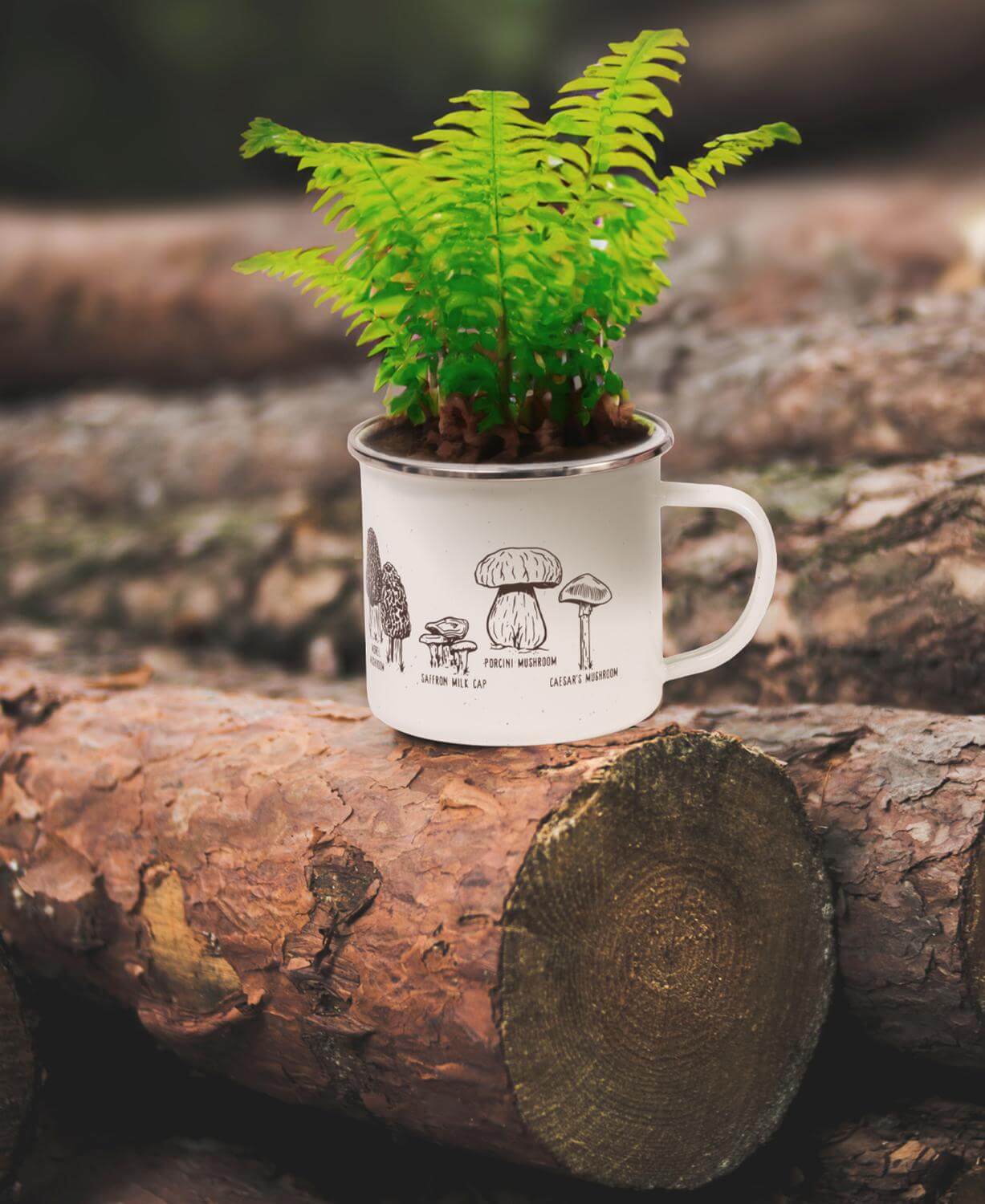 Mushroom Botanical Enamel Camping Cup