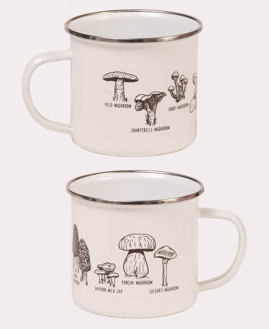 Mushroom Botanical Enamel Camping Cup - Mushroom Enamel Camping Mug | Camping Cup | Soul Flower