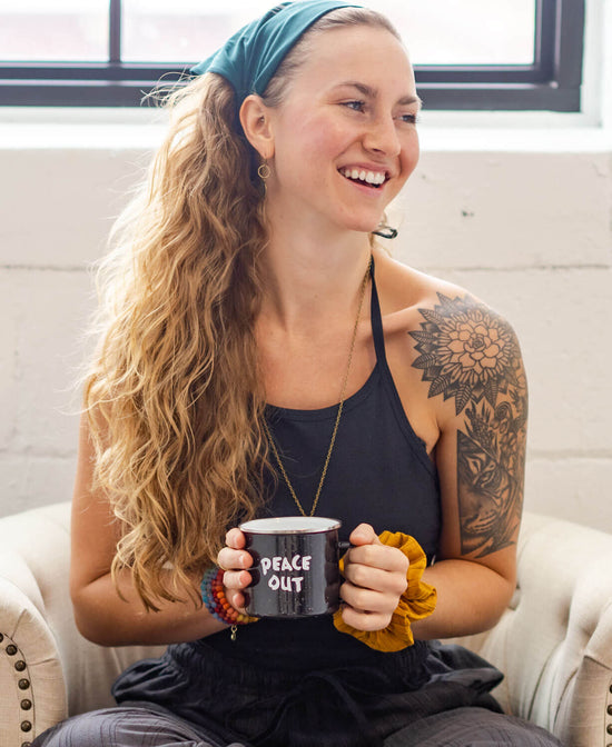 Peace Out Raccoon Enamel Camping Cup - Peace Out Raccoon Camping Cup | Enamel Mug | Soul Flower