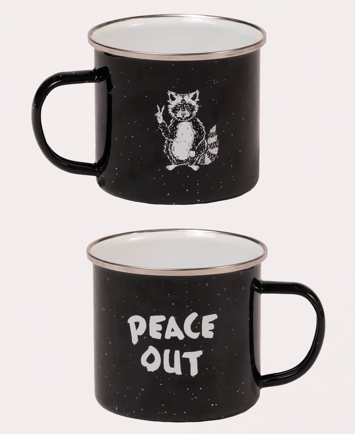 Peace Out Raccoon Enamel Camping Cup