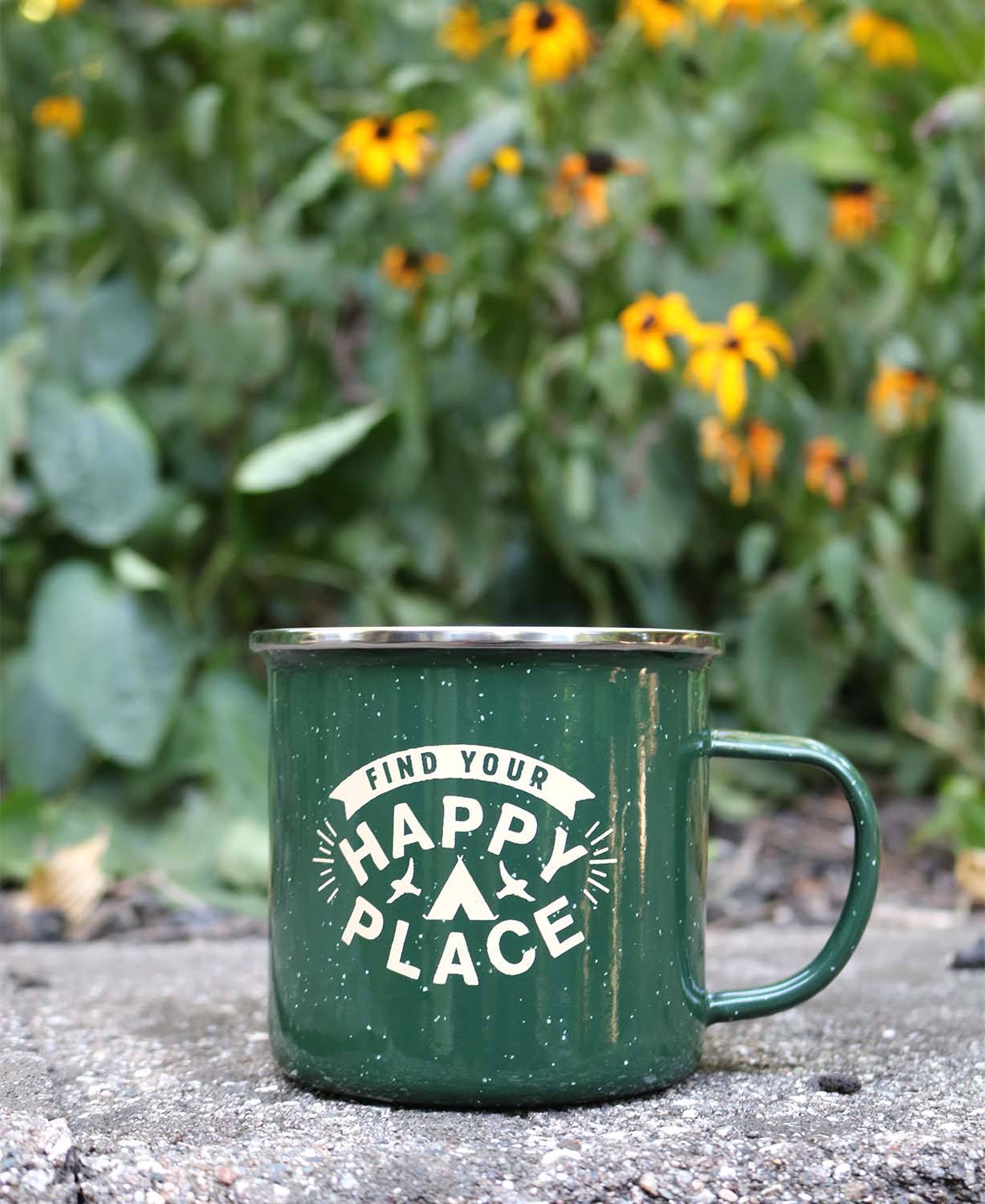 Happy Place Enamel Camping Cup
