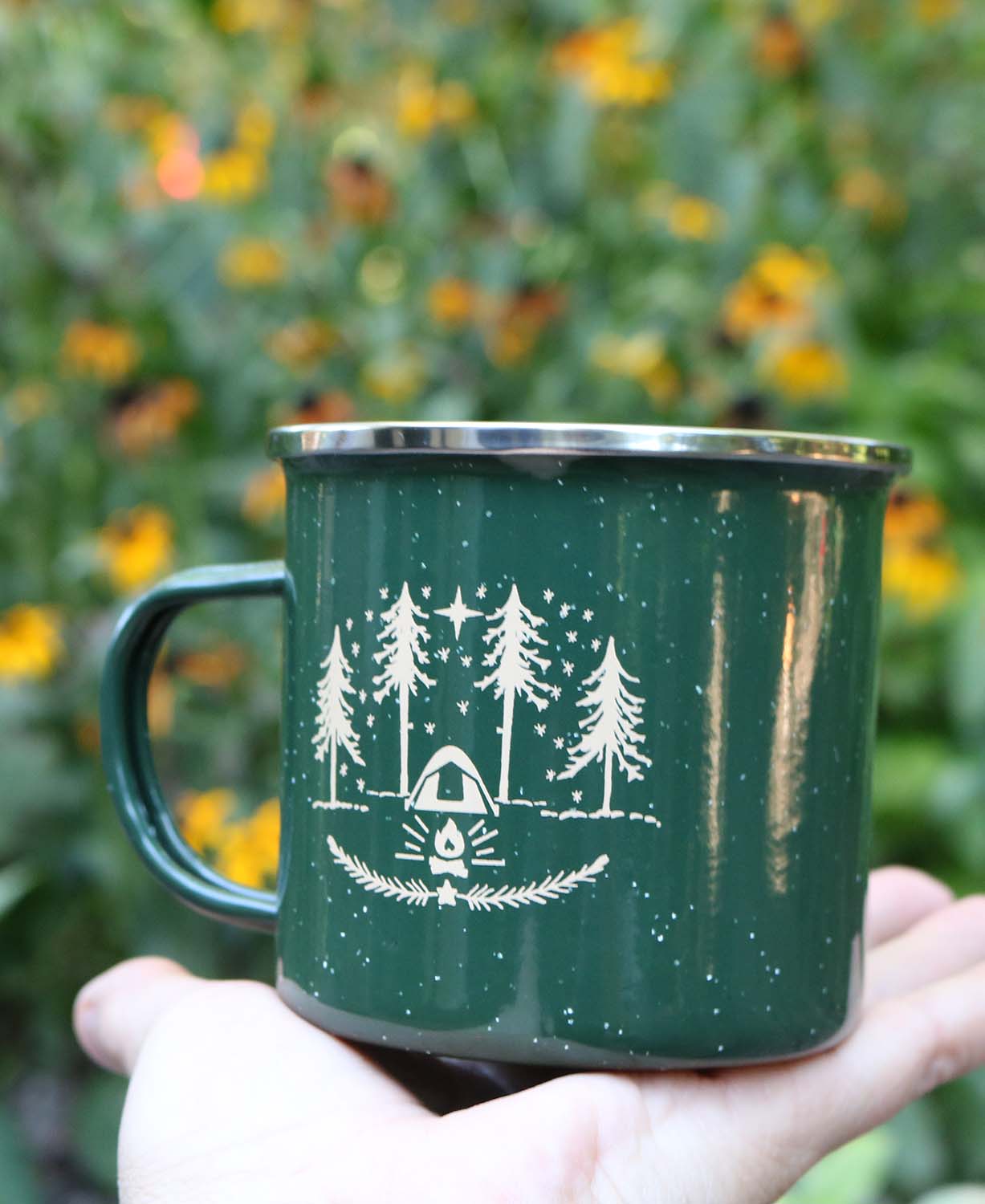 Happy Place Enamel Camping Cup