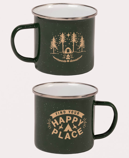 Happy Place Enamel Camping Cup - Camping Coffee Mug | Enamel Mug | Soul Flower