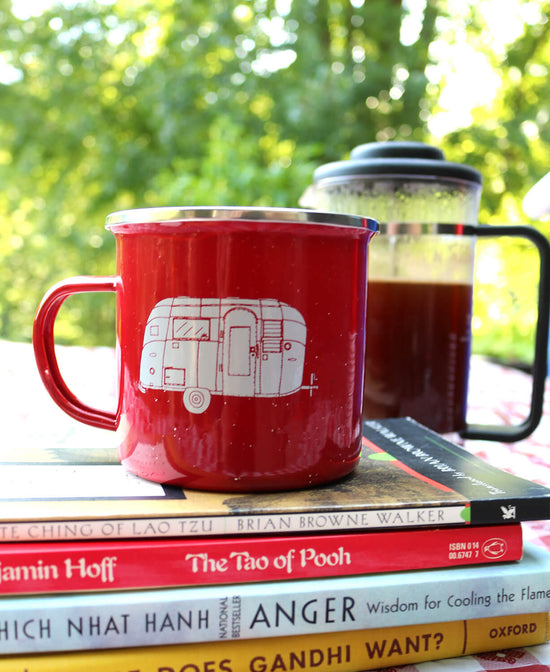 Happy Camper Enamel Camping Cup - Happy Camper Camping Cup | Enamel Campfire Mug | Soul Flower