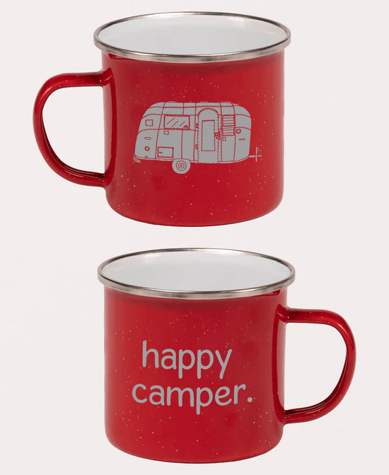 Happy Camper Enamel Camping Cup - Happy Camper Camping Cup | Enamel Campfire Mug | Soul Flower