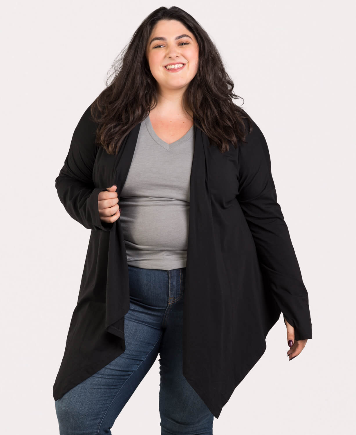Organic Cotton Draped Cardigan - Black