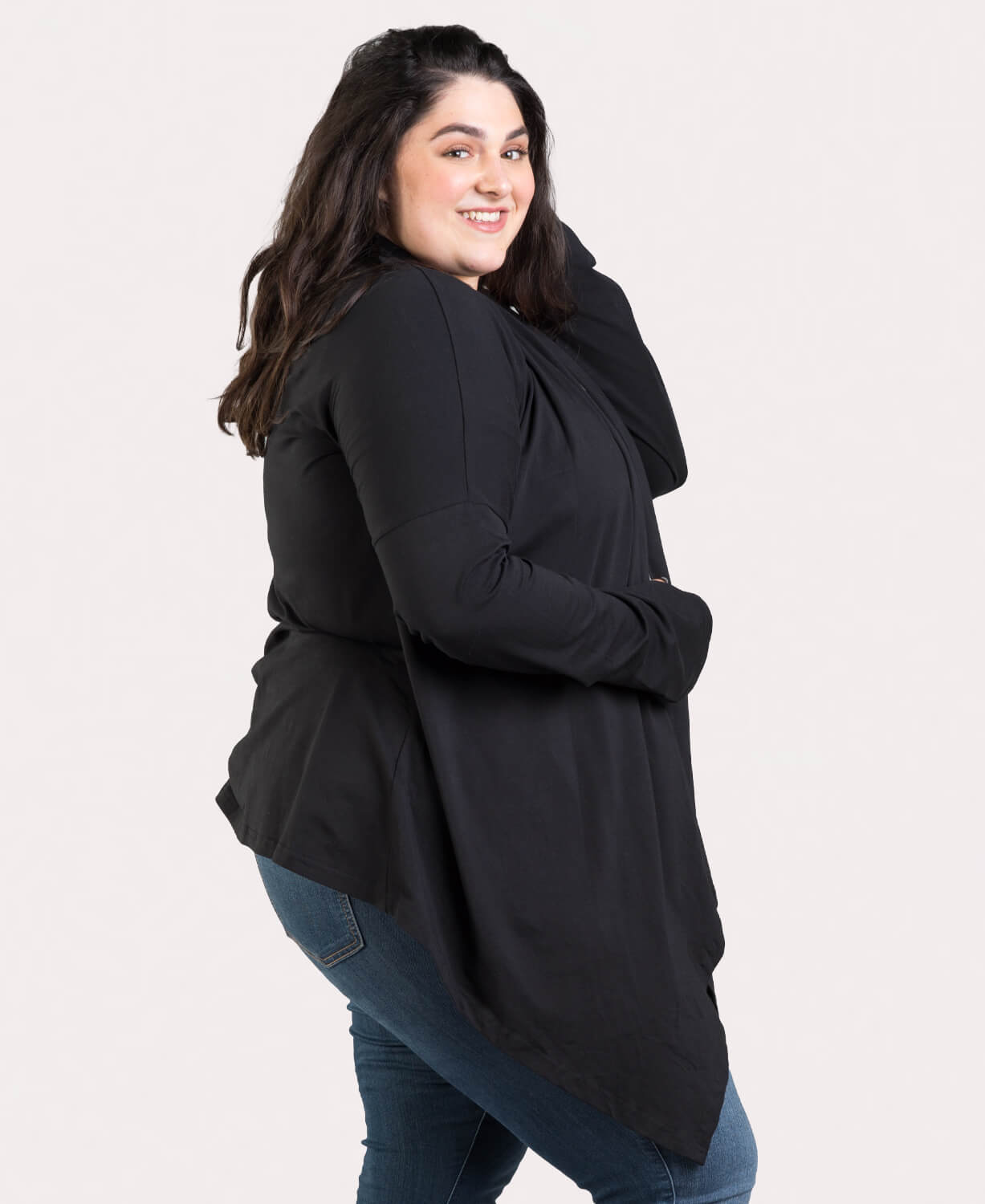 Organic Cotton Draped Cardigan - Black